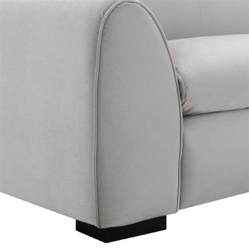 Sero 2pc Sofa and Loveseat Set- Bench Style Seat- Light Gray Velvet