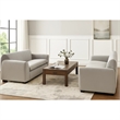 Sero 2pc Sofa and Loveseat Set- Bench Style Seat- Light Gray Velvet