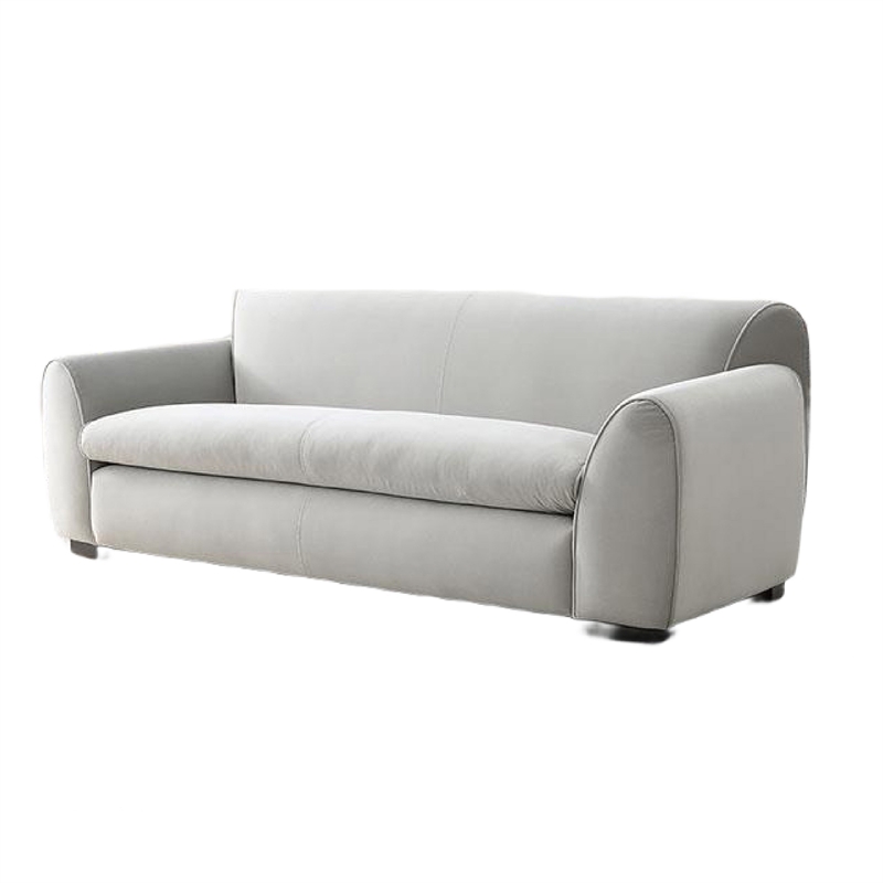 Sero Sofa- Padded Bench Style Seat- Modern Light Gray Velvet 89 Inch