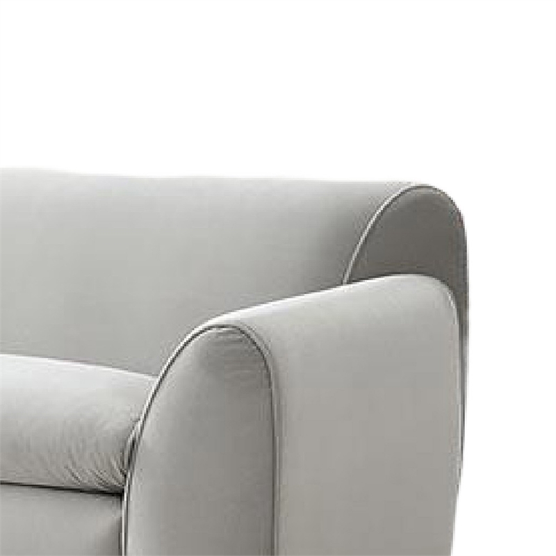 Sero Sofa- Padded Bench Style Seat- Modern Light Gray Velvet 89 Inch