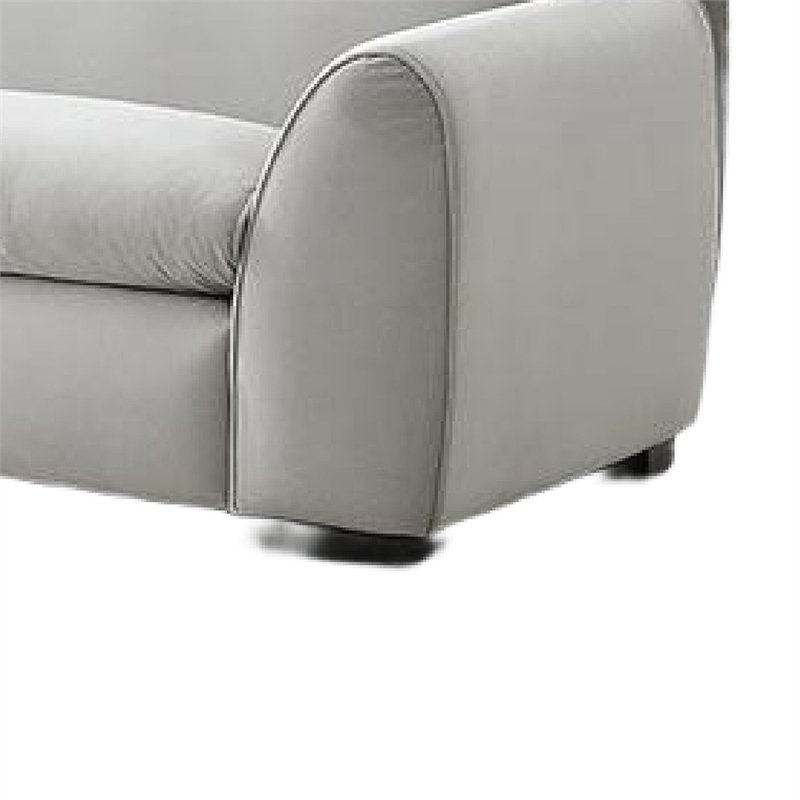 Sero Sofa- Padded Bench Style Seat- Modern Light Gray Velvet 89 Inch