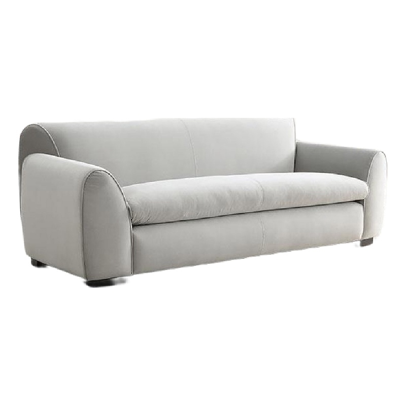 Sero Sofa- Padded Bench Style Seat- Modern Light Gray Velvet 89 Inch