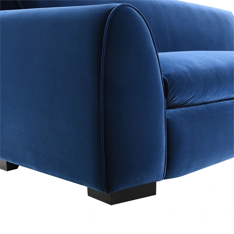 Sero 2pc Sofa and Loveseat Set- Bench Style Seat- Royal Blue Velvet