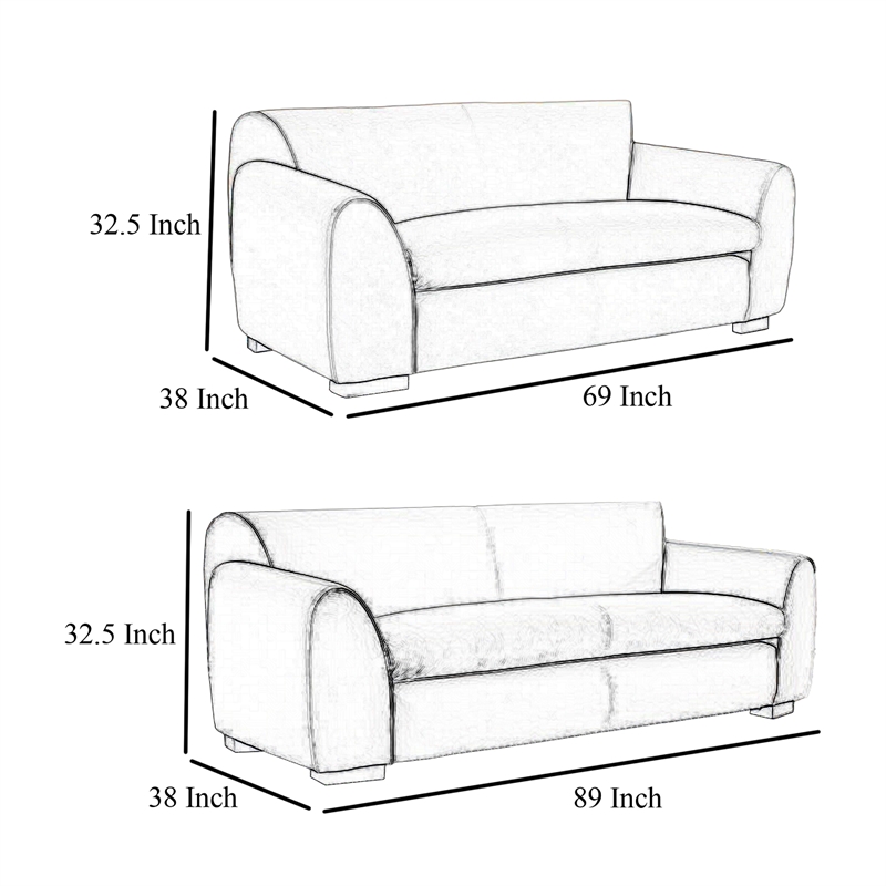 Sero 2pc Sofa and Loveseat Set- Bench Style Seat- Royal Blue Velvet