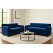 Sero 2pc Sofa and Loveseat Set- Bench Style Seat- Royal Blue Velvet