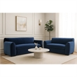 Sero 2pc Sofa and Loveseat Set- Bench Style Seat- Royal Blue Velvet