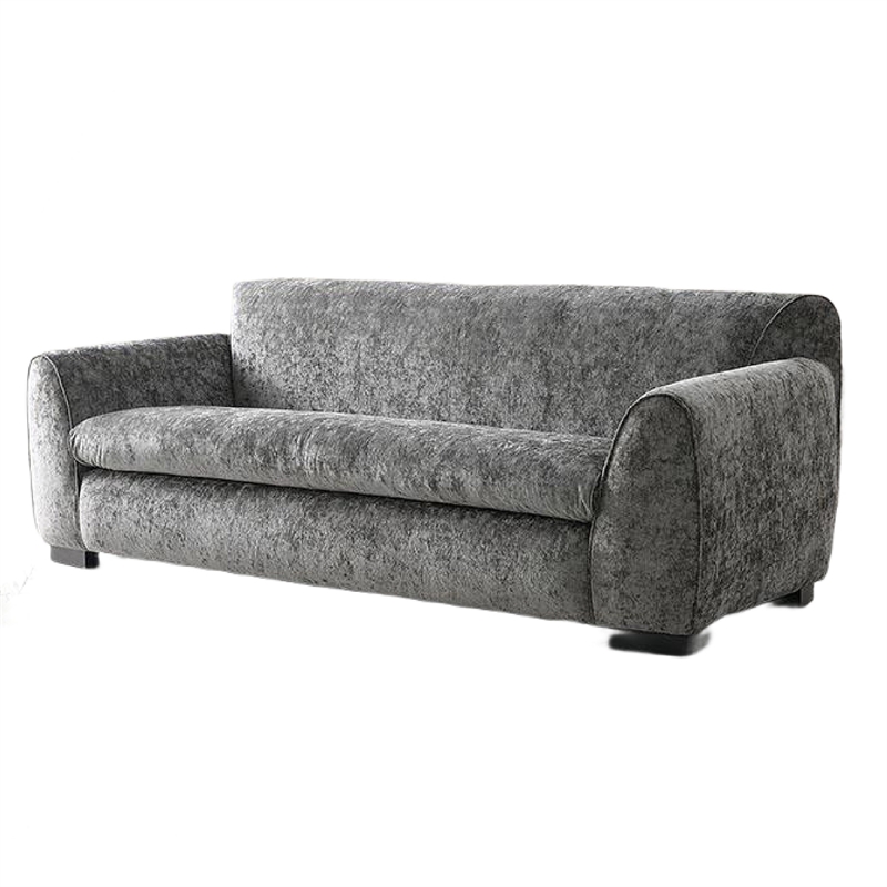 Sero Sofa- Padded Bench Style Seat- Modern Dark Gray Velvet 89 Inch