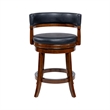 Bely Swivel Counter Height Chair- Black Faux Leather- Cappuccino Brown