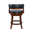 Bely Swivel Counter Height Chair- Black Faux Leather- Cappuccino Brown