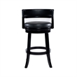 Bely Swivel Barstool Chair- Faux Leather Seat with Wood Frame- Black