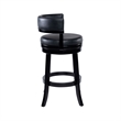 Bely Swivel Barstool Chair- Faux Leather Seat with Wood Frame- Black