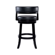 Bely Swivel Barstool Chair- Faux Leather Seat with Wood Frame- Black