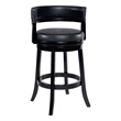 Bely Swivel Barstool Chair- Faux Leather Seat with Wood Frame- Black