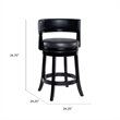 Bely Swivel Counter Stool Chair- Black Faux Leather Seat with Wood Legs