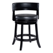 Bely Swivel Counter Stool Chair- Black Faux Leather Seat with Wood Legs