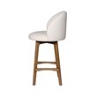 Gery Swivel Barstool Chair- Cream Fabric Seat with Natural Brown Legs