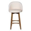 Gery Swivel Barstool Chair- Cream Fabric Seat with Natural Brown Legs