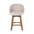 Gery Swivel Counter Height Chair- Cream Fabric Seat- Natural Brown