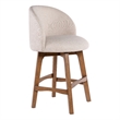 Gery Swivel Counter Height Chair- Cream Fabric Seat- Natural Brown