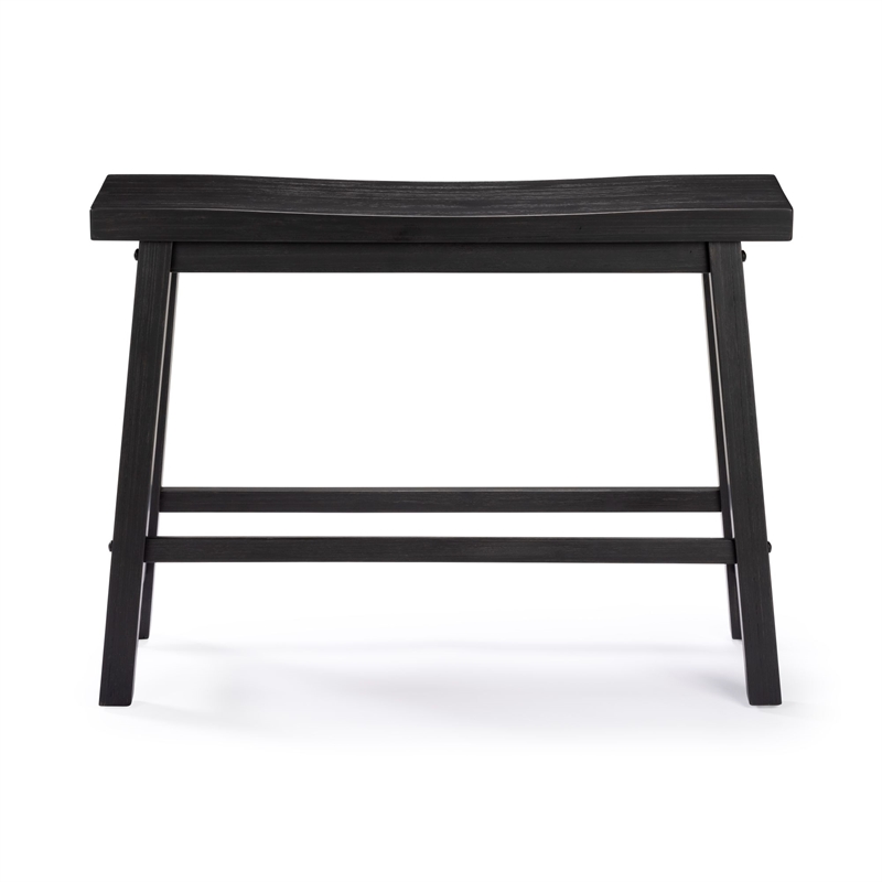 Amber Counter Height Bench- Backless Seat- Charcoal Black Acacia Wood