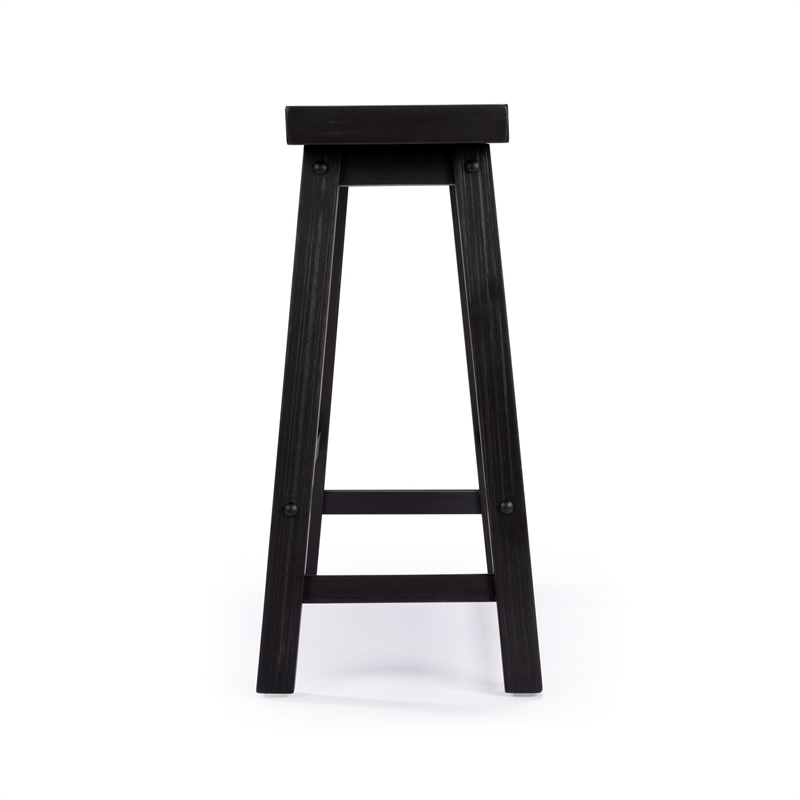 Amber Counter Height Bench- Backless Seat- Charcoal Black Acacia Wood