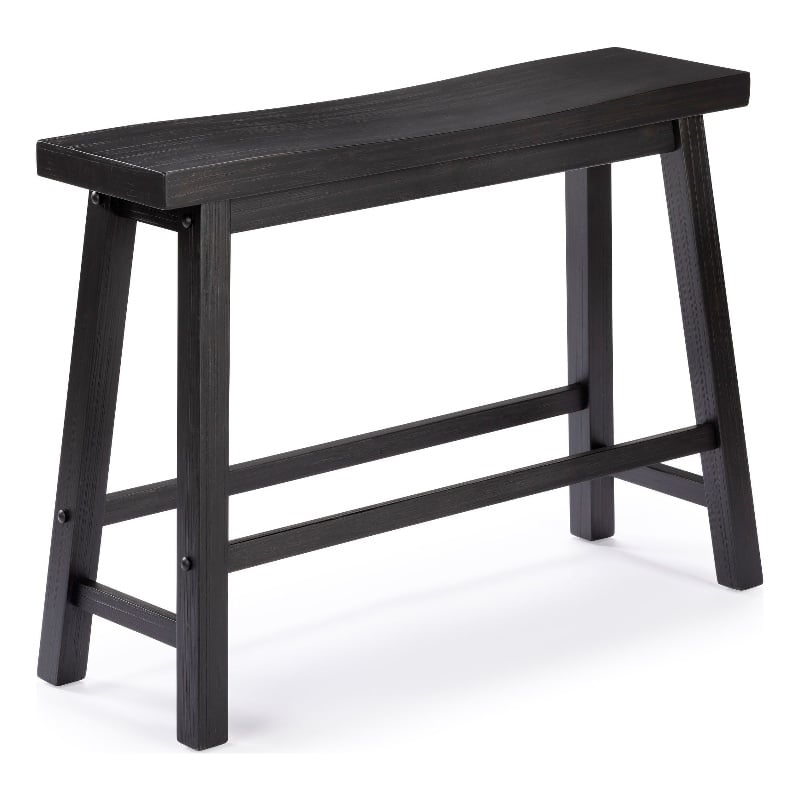 Amber Counter Height Bench- Backless Seat- Charcoal Black Acacia Wood