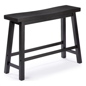 Amber Counter Height Bench- Backless Seat- Charcoal Black Acacia Wood