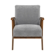 Ary Armchair- Gray Chenille Cushion- Chestnut Brown Solid Rubberwood