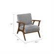 Ary Armchair- Gray Chenille Cushion- Chestnut Brown Solid Rubberwood