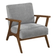 Ary Armchair- Gray Chenille Cushion- Chestnut Brown Solid Rubberwood