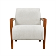 Demy Accent Armchair- Beige Chenille Cushion- Chestnut Brown Solid Wood