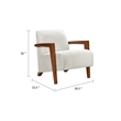 Demy Accent Armchair- Beige Chenille Cushion- Chestnut Brown Solid Wood
