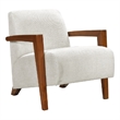 Demy Accent Armchair- Beige Chenille Cushion- Chestnut Brown Solid Wood