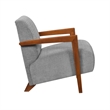Demy Accent Armchair- Gray Chenille Cushion- Chestnut Brown Solid Wood
