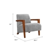 Demy Accent Armchair- Gray Chenille Cushion- Chestnut Brown Solid Wood