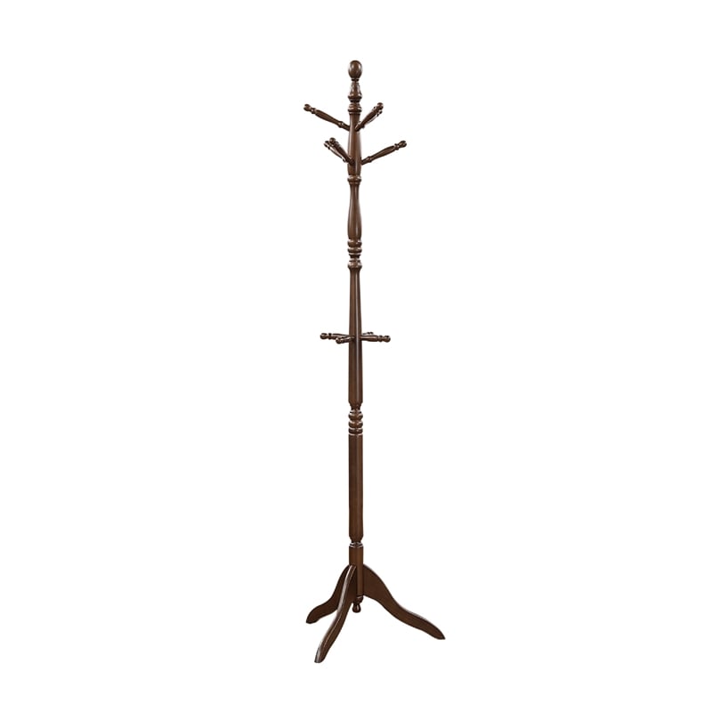 Moy 3 Tier Coat Rack with 10 Hooks- 72 Inch Dark Brown Solid Wood