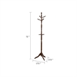 Moy 3 Tier Coat Rack with 10 Hooks- 72 Inch Dark Brown Solid Wood