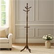 Moy 3 Tier Coat Rack with 10 Hooks- 72 Inch Dark Brown Solid Wood