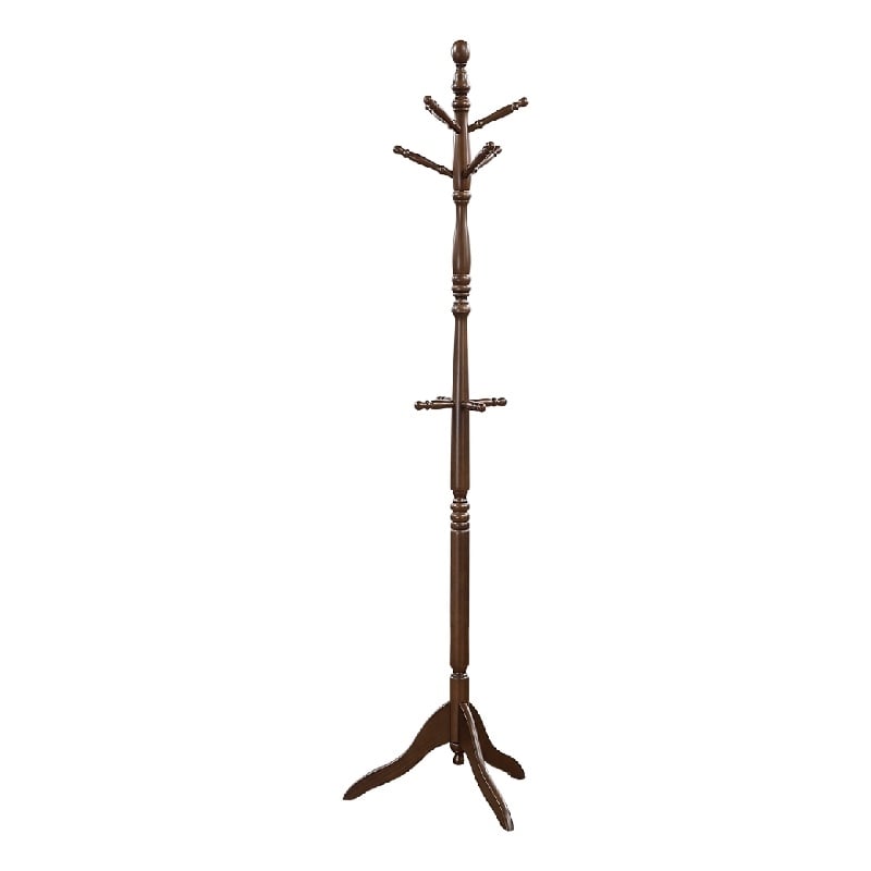 Moy 3 Tier Coat Rack with 10 Hooks- 72 Inch Dark Brown Solid Wood