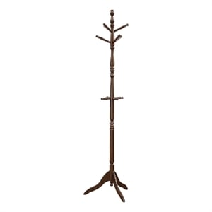 Moy 3 Tier Coat Rack with 10 Hooks- 72 Inch Dark Brown Solid Wood