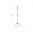 Moy 3 Tier Coat Rack with 10 Hooks- 72 Inch Natural Brown Solid Wood