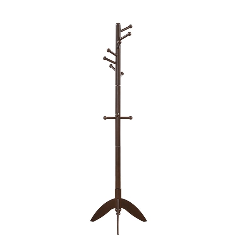 Pon 7 Tier Coat Rack w 11 Hooks and Tripod Base- 70 Inch Dark Brown