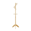 Pon 7 Tier Coat Rack w 11 Hooks and Tripod Base- 70 Inch Natural Brown