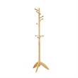 Pon 7 Tier Coat Rack w 11 Hooks and Tripod Base- 70 Inch Natural Brown