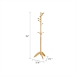 Pon 7 Tier Coat Rack w 11 Hooks and Tripod Base- 70 Inch Natural Brown