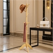 Pon 7 Tier Coat Rack w 11 Hooks and Tripod Base- 70 Inch Natural Brown