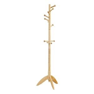 Pon 7 Tier Coat Rack w 11 Hooks and Tripod Base- 70 Inch Natural Brown