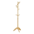 Pon 7 Tier Coat Rack w 11 Hooks and Tripod Base- 70 Inch Natural Brown