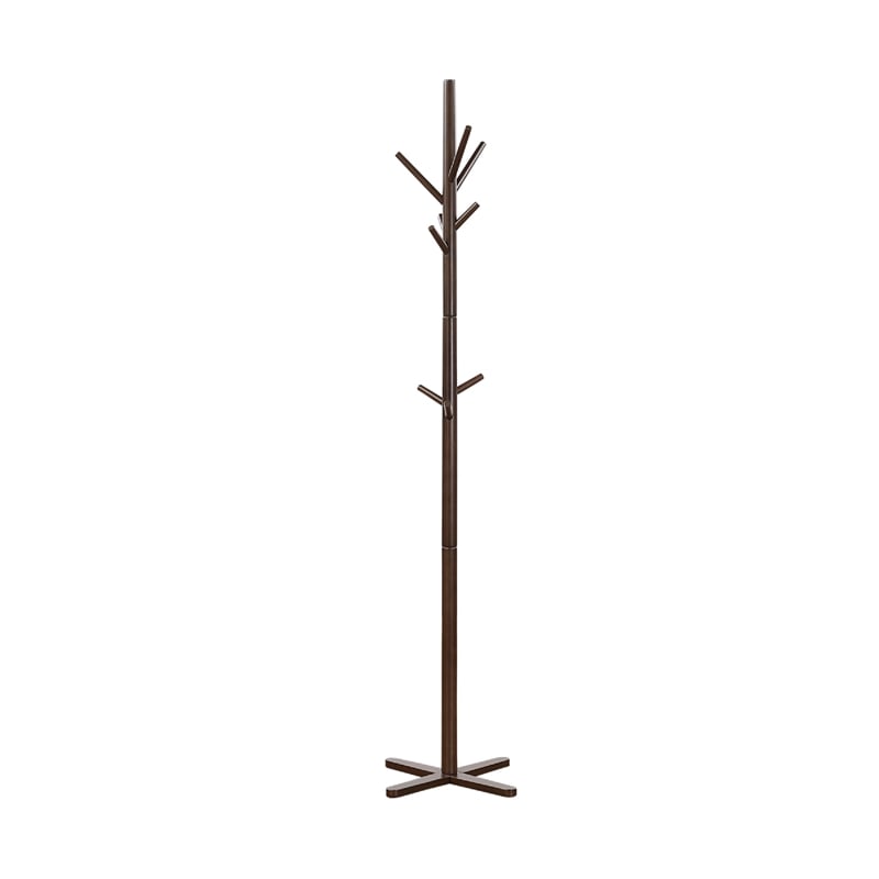 Jema 3 Tier Coat Rack- 9 Hanging Hooks- 70 Inch Dark Brown Solid Wood
