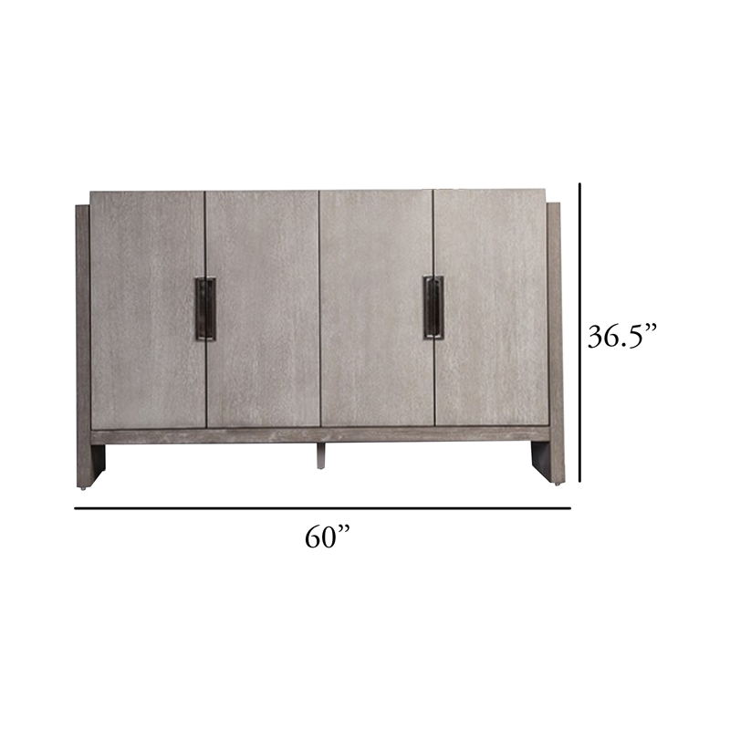 Gris Sideboard Server- 4 Doors w Metal Handles- 60 Inch Stone Gray